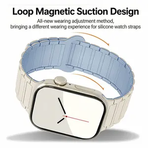 Magnetic Silicone Band for Apple Watch, Compatible with 38mm-49mm, Smartwatch Accessory, Unisex, Quick Release, Anti-Loss Design, Comfortable