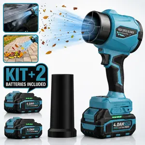 VERVEWAVE Violent TurboFan & Cordless Leaf Blower, 20V Jet Air Duster for Car Drying/Garden, Kit with 2 Batteries