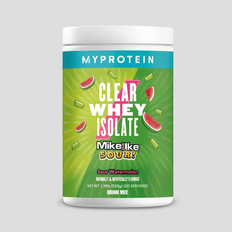 MYPROTEIN Whey Isolate Protein Powder - Hydrolyzed Mike and Ike Sour Watermelon Limited Edition Flavor, 1.16 lbs, 20 Servings, Light & Refreshing Dairy Protein Fitness Supplement, Prop 65 Safe Drink Powder Gym Fuel Jar