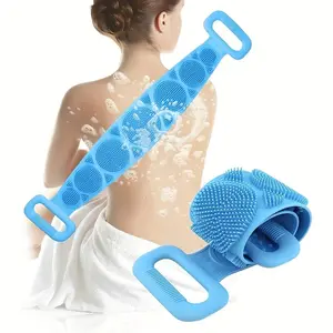 Silicone Back Scrubber, 1 Count Double Sided Shower Exfoliating Brush, Long-lasting Shower Massage Brush Blue Bathroom Accessories