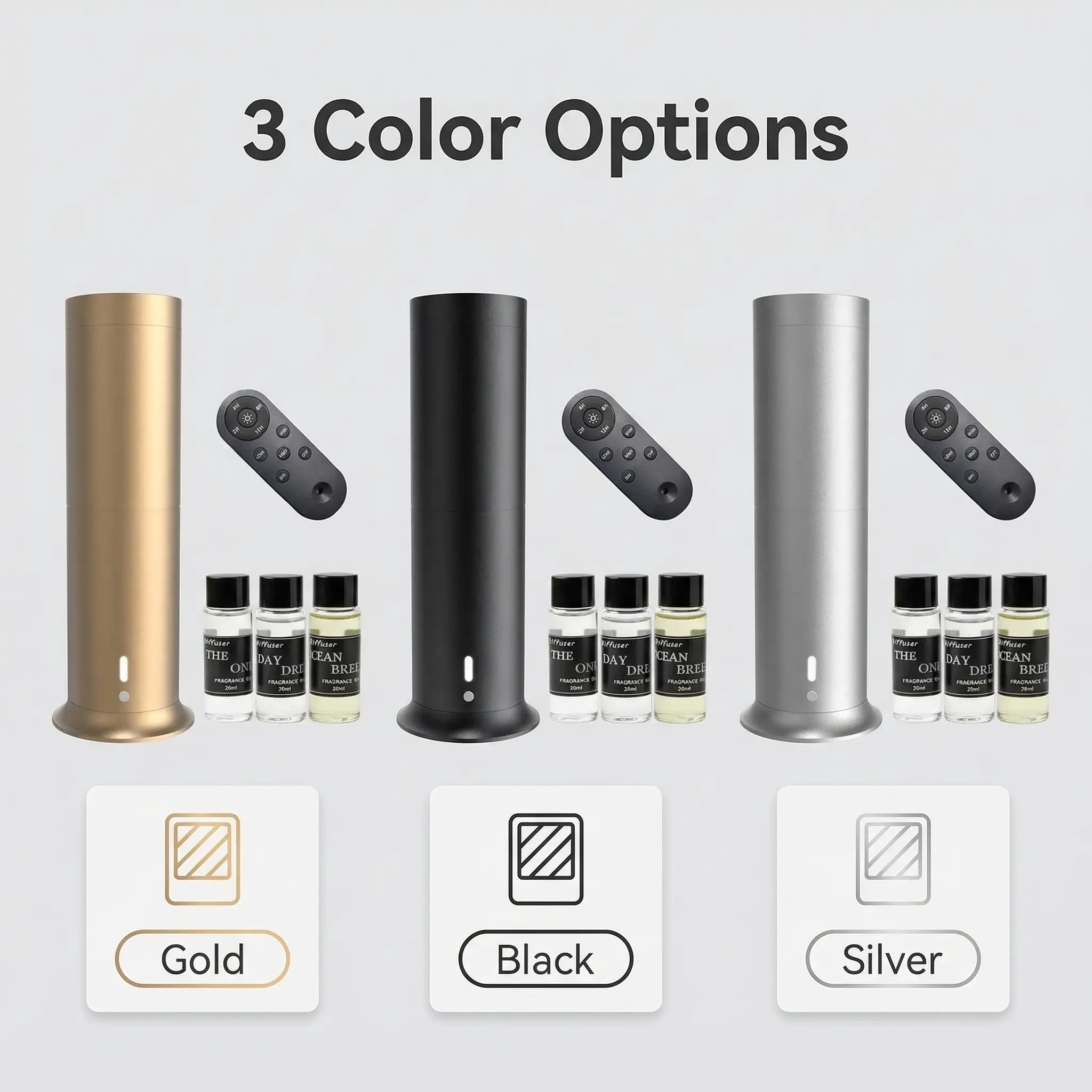 Smart Waterless Aromatherapy Diffuser - Aluminum Fragrance Machine with Remote Control, 3 Essential Oil Bottles, Aromatherapy Calm for Home Bedroom, Living Room