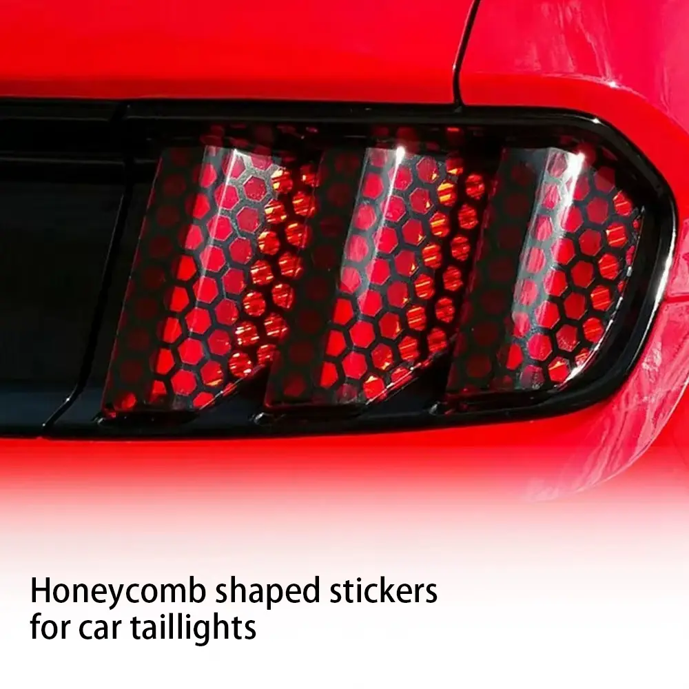 Abrasion-Resistant Honeycomb Hollow Car Lamp Film - 48*30cm Self-Adhesive Cut-To-Fit Sticker, Automotive Exterior Decor Accessory for Headlights & Taillights to Boost Fashionable High-End Vibe and Upgrade Aesthetic, Beauty