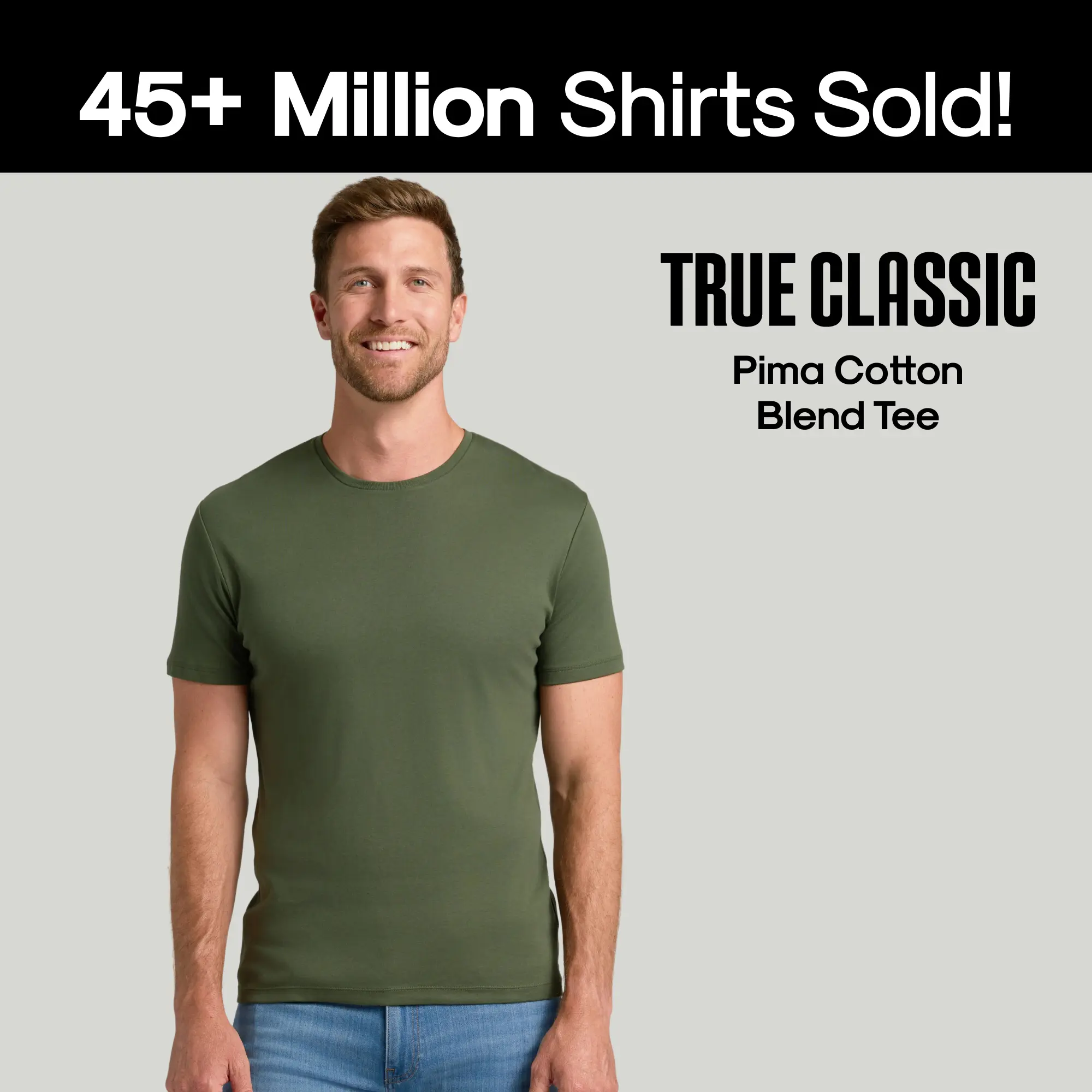 True Classic Men’s Pima Cotton Blend Crew Neck T-Shirt – Ultra-Soft Premium Pima Tee, Breathable Athletic Fit, Silky Feel Everyday Essential