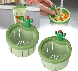 Cactus Design Sink Strainer Basket, 2 Counts Self-cleaning Drain Filter with Automatic Dumping, Kitchen Sink Drain Strainer, Kitchen Waste Collector Filter, Kitchen Accessories, Utensils