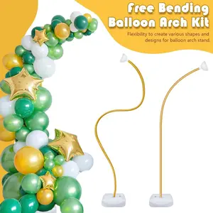 1 Set Golden Bendable Balloon Arch Kit 243.84cm And 152.4cm - Flexible Support with Base And Water Bags for Weddings, Christmas, New Year, Birthdays, Anniversary Parties, Graduation Ceremonies Balloon Garland Balloon Arch Stands