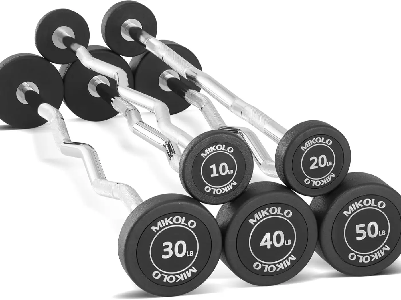 MIKOLO Pre-Loaded EZ Curl Bar - PVC Fixed Barbell Set for Strength Training & Weightlifting MIKOLO Pre-Loaded EZ Curl Bar - PVC Fixed Barbell Set for Strength Training & Weightlifting