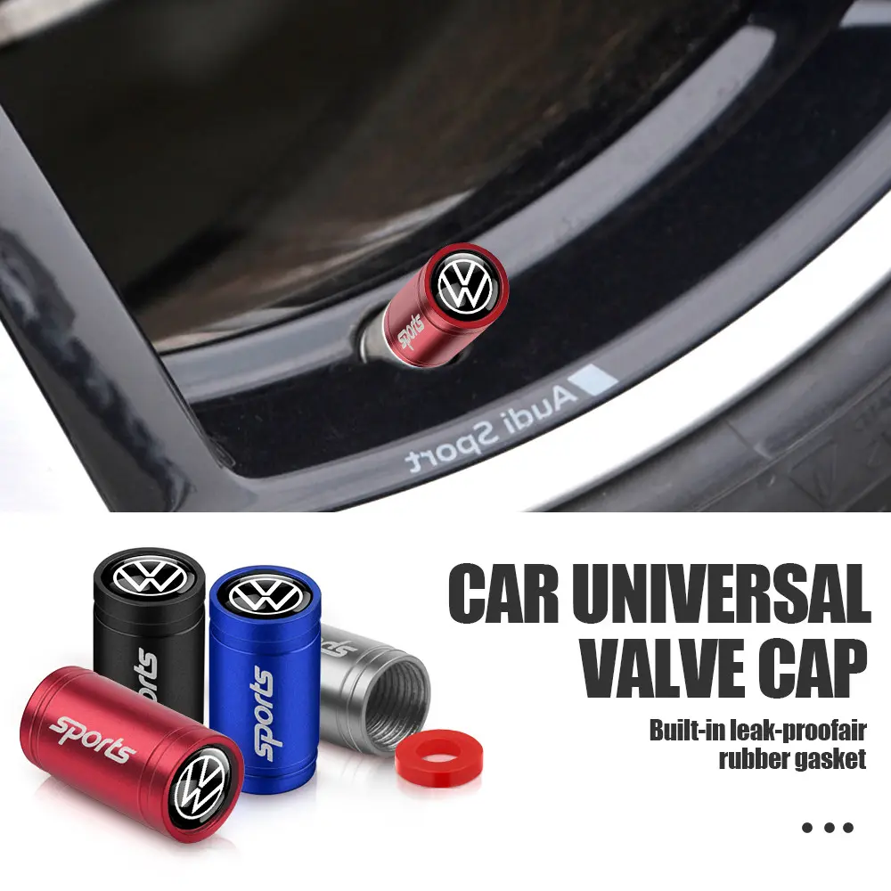 4Pcs Metal Car Wheel Tire Valve Stem Caps Covers Auto Accessories Fit For Volkswagen VW Golf 4motion MTM Blue Motion Polo Scirocco CADDY Beetle Passat Touareg Jetta Tiguan Touran TSI TDI R32 MK4