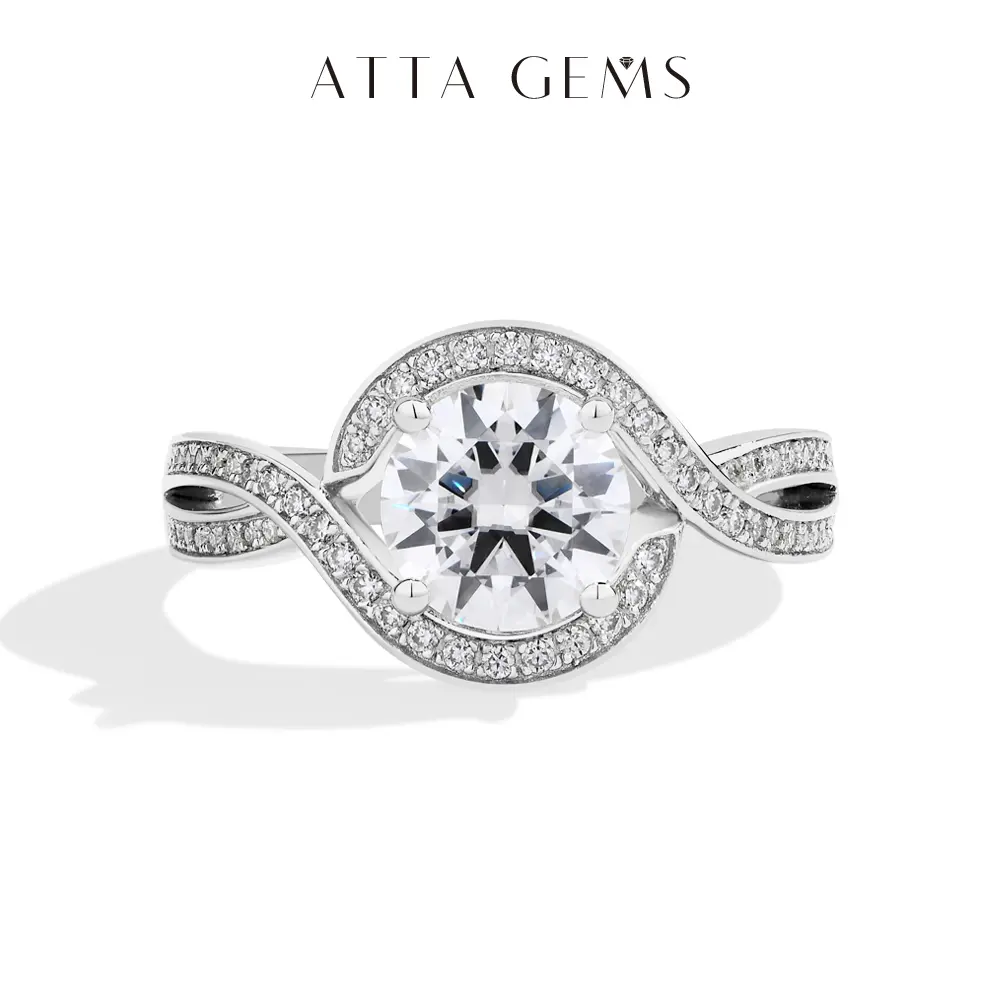 ATTAGEMS Women's 925 Sterling Silver Ring, D-VVS1 Color 1.5CT Round Cut Lab-Created Moissanite Diamond Alternative, Fine Jewelry for Engagement, Birthday Present R278, Beautiful Rings