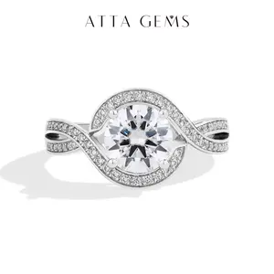 ATTAGEMS D VVS1 Color Round Cut 1.5CT Lab-Created Moissanite Ring for Women 925 Sterling Silver Engagement Wedding Daily Wear Birthday Present Fine Jewelry R278, Engagement Rings,summerwins