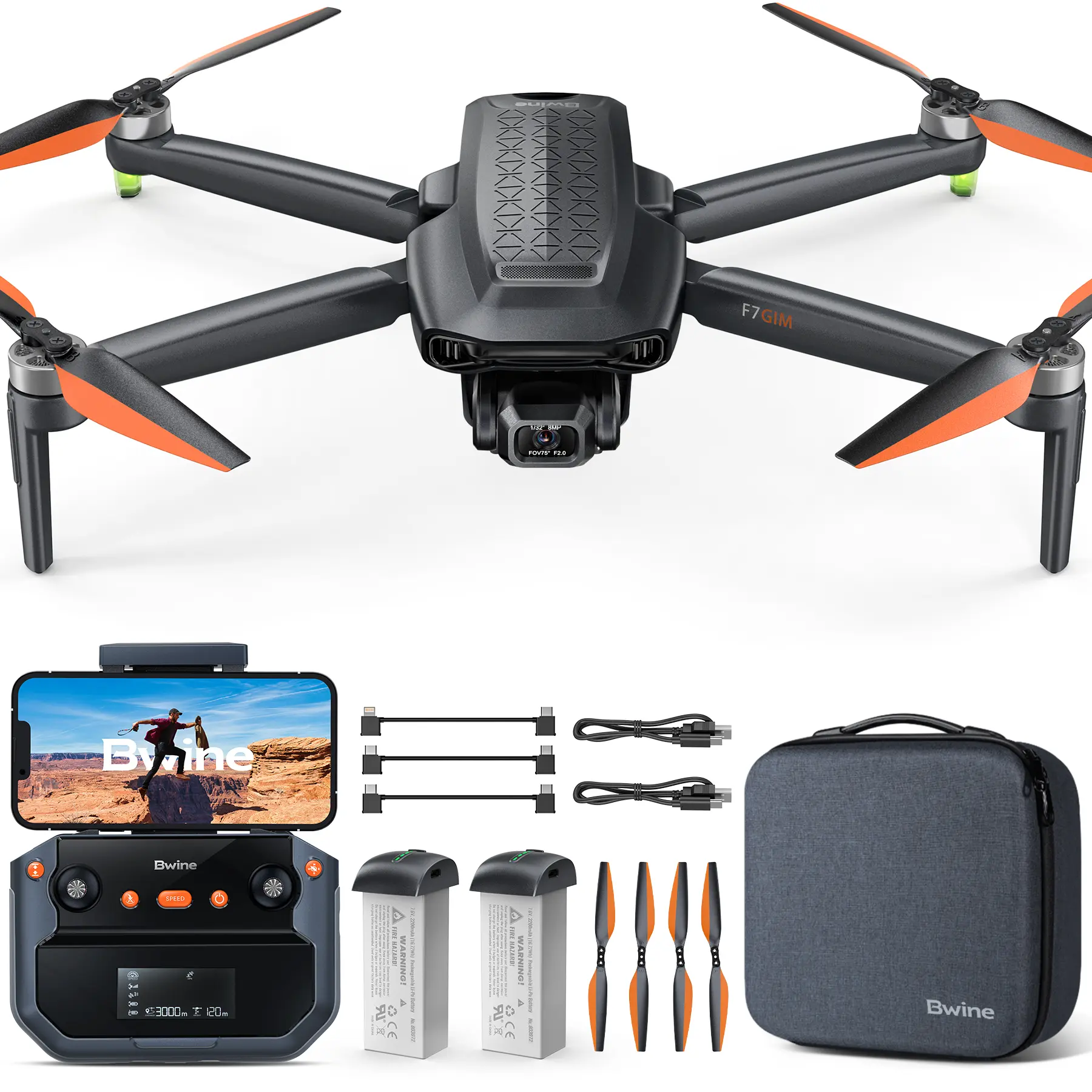 Bwine F7GIM Pro Drone with 6K UHD Camera and 3-Axis Brushless Gimbal, GPS Smart Control for Adults and Beginner, Plus 70Mins Flight Time, 10000Ft FPV Digital Transmission and TOF Safety Support Lightweight Quadcopter Rc Quadcopter
