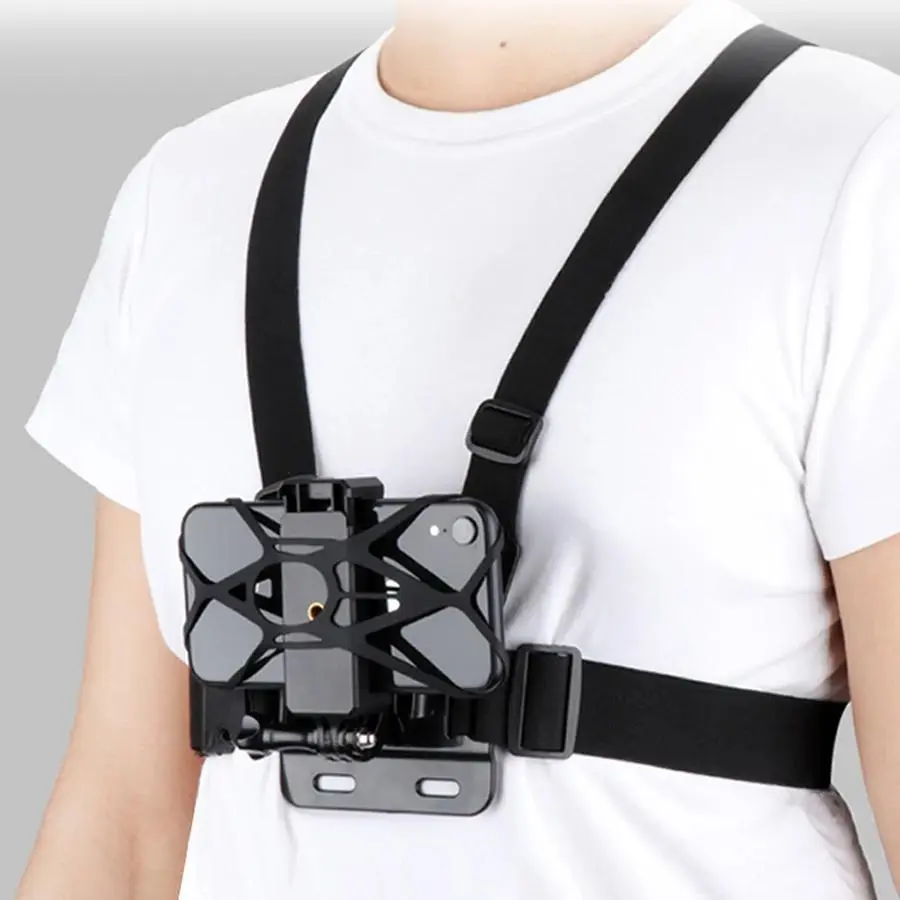 Detachable chest strap kit accessories, mounting strap with phone holder, chest strap for action cameras, Wearable Action Camera, Sports Action Camera, smartphones, and 360-degree photo cameras, Photography Camera Accessories