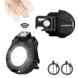 #SpringGlowUp EverBrite COB Magnetic Keychain Work Light, Rechargeable Keychain Light with Sensor Mode, Mini Magnetic Key Chain Light with 180° Rotatable Bracket, Bottle Opener, Clip Design - for Hiking, Camping, 6 Modes