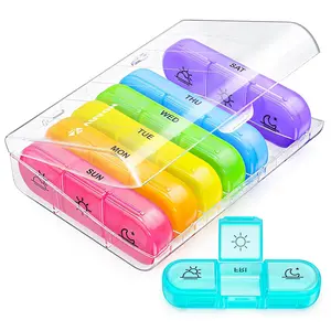 3-Times-Daily Weekly Pill Organizer - 7-Day Compact Pill Case with Spacious Compartments & Reinforced Design for Vitamins, Fish Oil, Supplements, and Medications Medicine Organizer Portable Vitamin Organizer