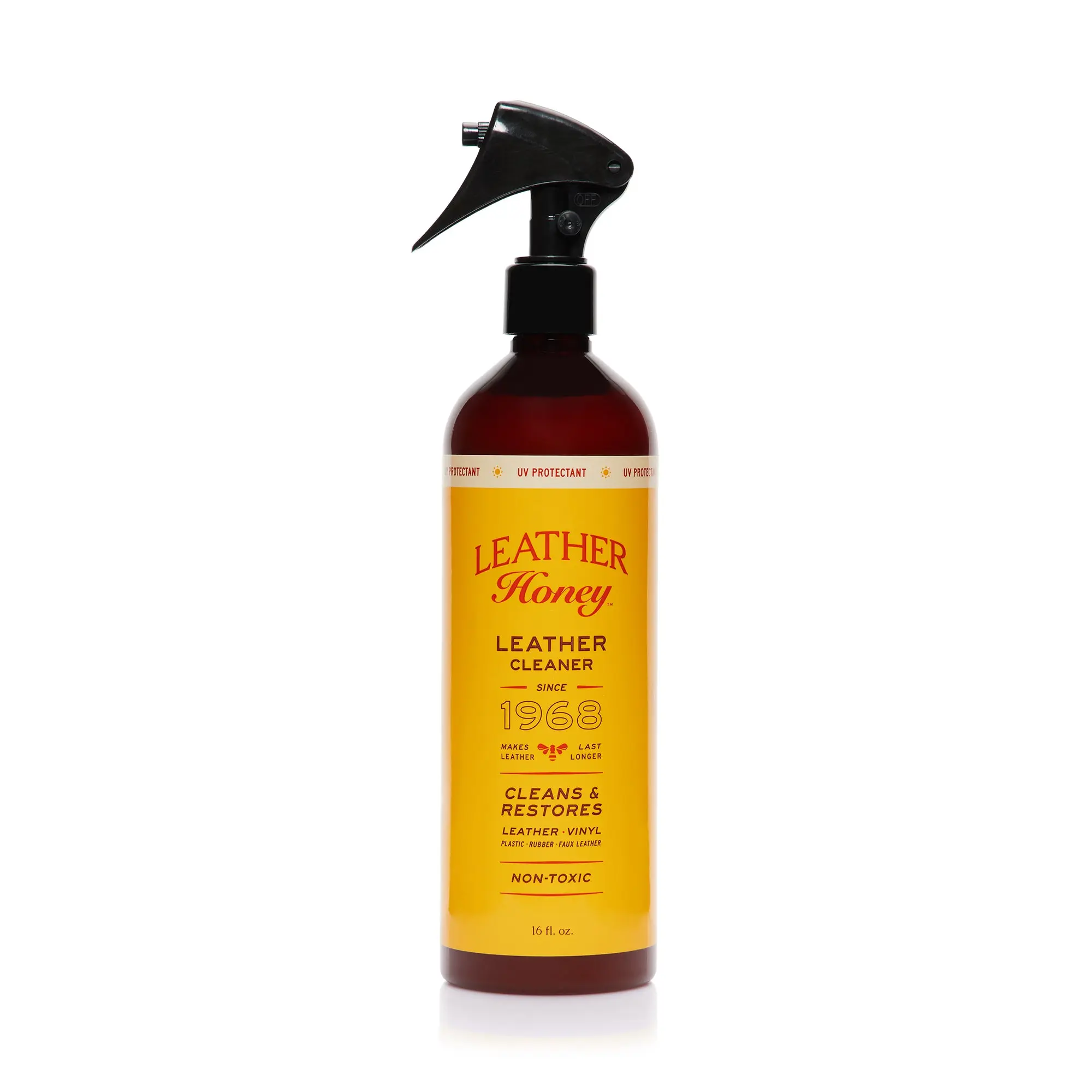 LEATHER Honey 16 oz Ready-to-Use Leather-Vinyl Deep Clean Stain Removal Spray - UV Protection Sun Shield, Non-Toxic, Fragrance-Free Car Interior Care, USA-Made Car Detailing Product, Car Detailing Products