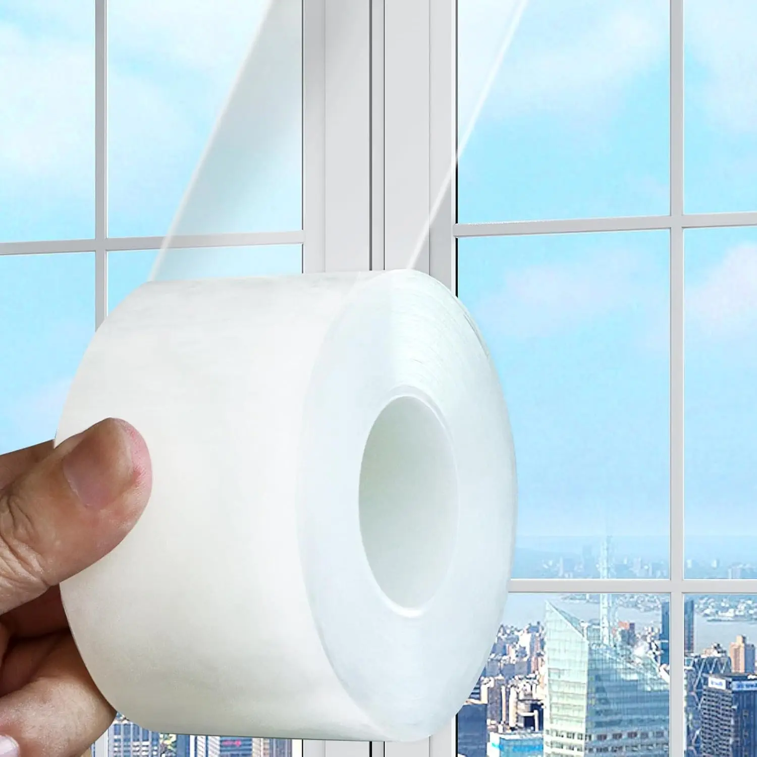 Transparent Window Weather Sealing Tape 2 Inch x 35 Yards Weather Stripping -Free Clear Window Insulation Tape for Doors Windows and Shower Glass Gaps (2 in * 35 Yards)
