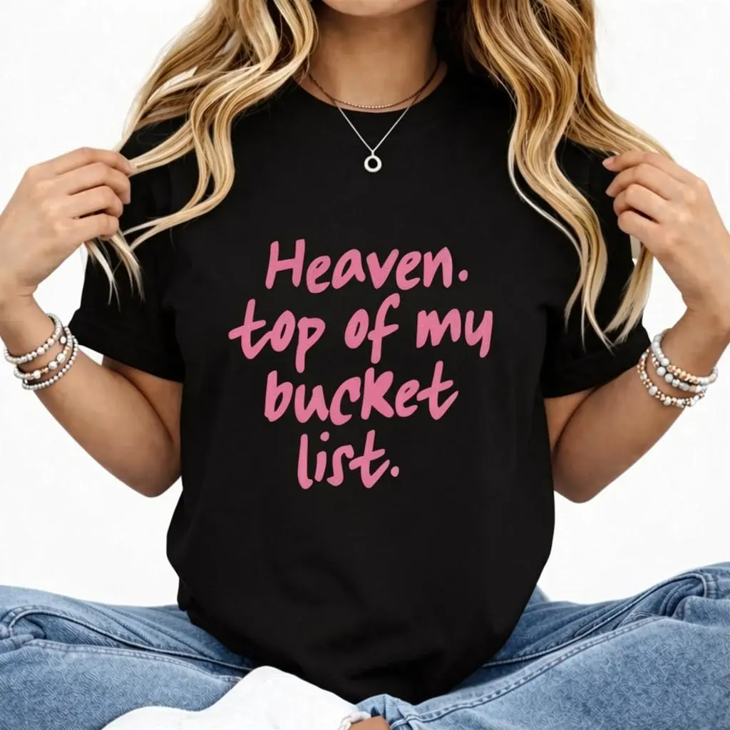 Women's Casual Short-Sleeve Round-Neck Comfort Colors Heaven Top Of My List Trendy Christian T-Shirt with Psalm Bible Verse summerwins