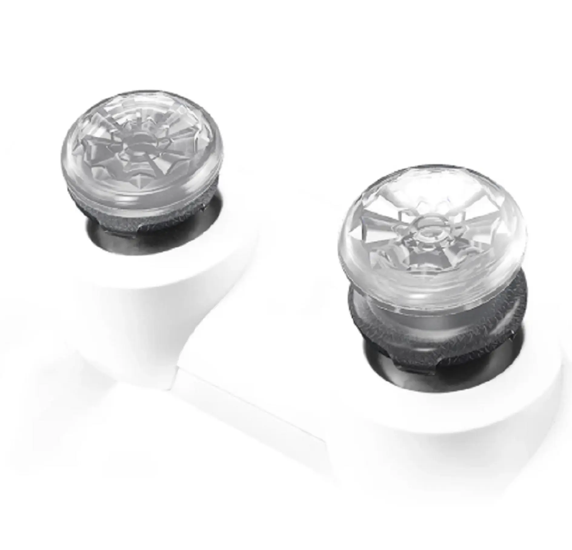 FPS Crystal Professional Thumbstick Grips for PlayStation 4 (PS4) and PlayStation 5 (PS5) Controller | Performance Thumbsticks | 1 High-Rise, 1 Mid-Rise, Performance Grips for Playstation 5 / Xbox Console Transparent