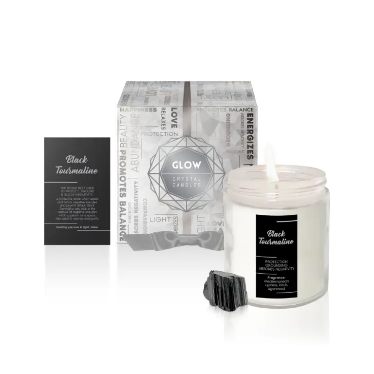 Black Tourmaline 16 oz Crystal Boxed Candle | Glow Scented Candles