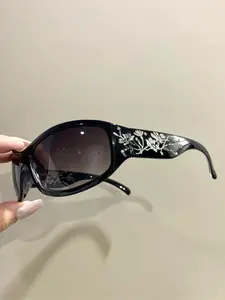 Punk Style Flower Pattern Glasses, Stylish Glasses, Vintage Trendy Glasses for Women & Men, Fashion Accessories for Everyday Use and Outdoor Activities