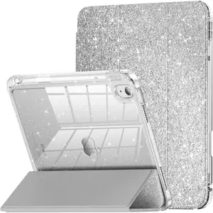 Compatible with iPad A16 11th Generation 11 Inch 2025 Case, iPad Case 10th Generation 10.9 Inch, Glitter Cover with Sparkly Clear , Pencil Holder, for  Girls,