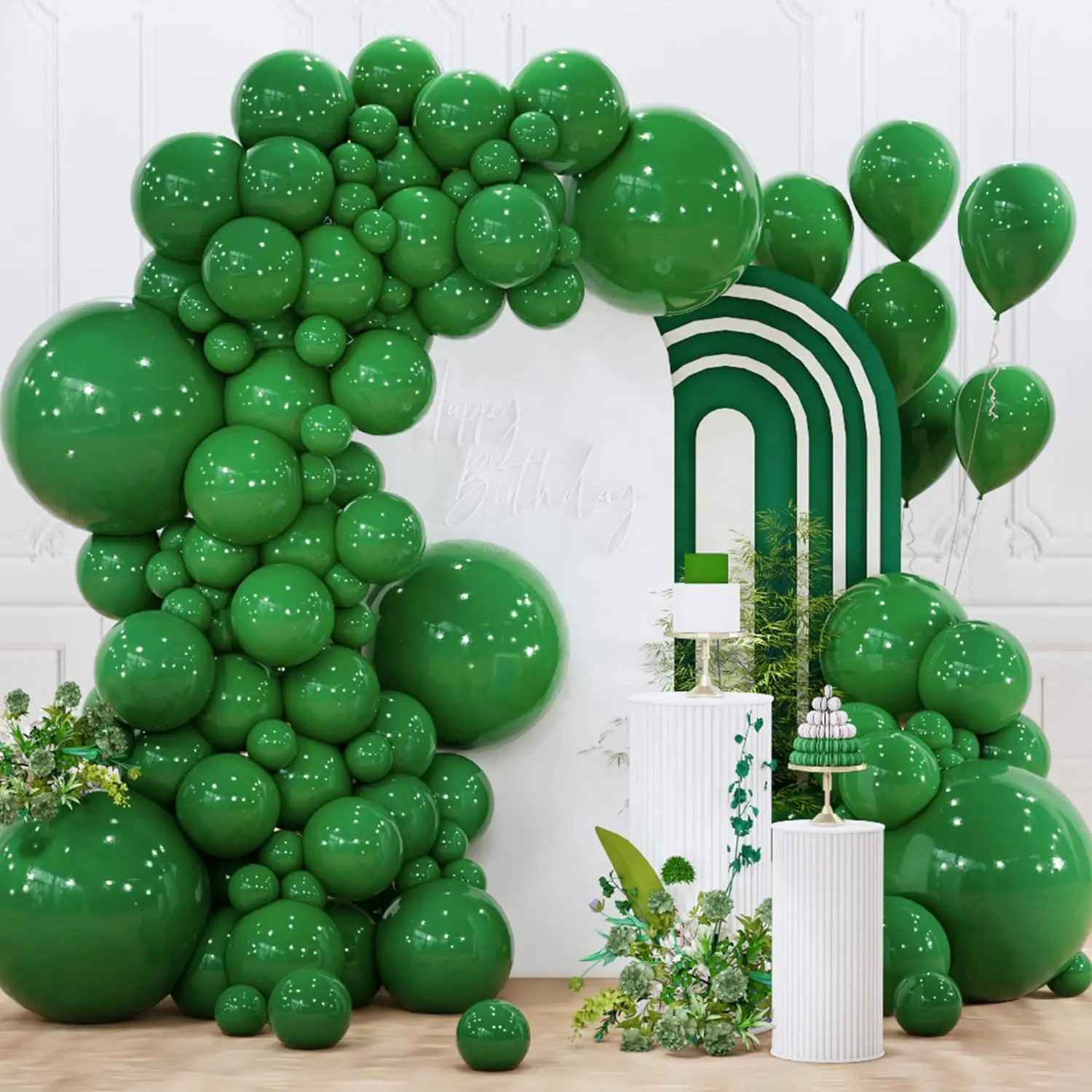 Dark Green Balloon Arch Kit, 145pcs Long-Lasting Fill 18/12/10/5in Emerald Hunter Forest Green Balloons for Birthday, Graduation & Engagement Party Decorations (Home & Festive Supplies), Graduation Party Decor, Birthday Party Decor