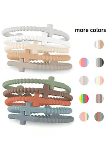 10pcs Thin Cross Silicone Bracelet, Cute Hand Strap, New Fashion Bracelets, Accessories Gifts, Women & Men Jewelry, Bracelet Set
