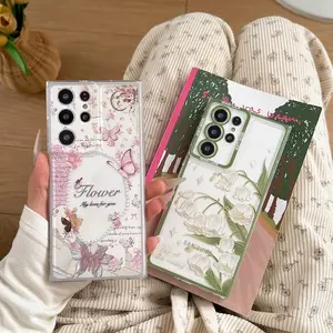 Flower Clear Phone Case For Samsung A16 A06 A26 A36 A56 A15 A25 A35 A55 S25 S24 S23 S21 S20 FE S22 S10 Note 20 Ultra 10 Plus A14 A24 A34 A54 A05 A05s A53 A52 5G Soft Cover Accessories