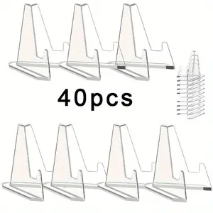 40 Pieces Acrylic Easel Stands Clear Mini Coin Display Easel Holder for Displaying Air-Tite Coins Pocket Watches Capsules Challenge Medals Casino Chips, 2.13 Inch Tall