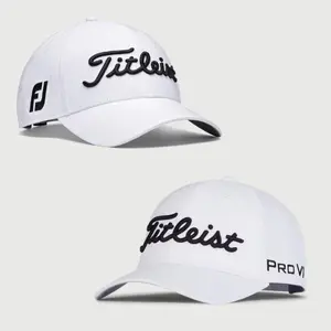 Titleist Men's Tour Performance Golf Hat Black & White Lightweight UV 50+ Protection