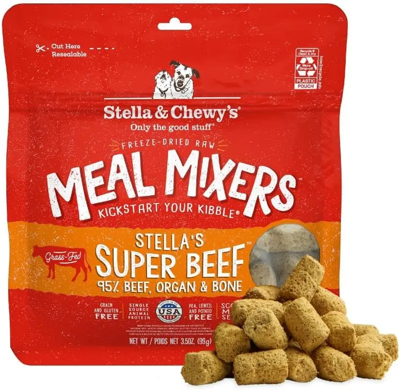Stella & Chewy's Freeze-Dried Raw Beef Meal Mixers- Dog Food Topper and Mixer - Made with 95% Grass-Fed Beef, Organs & Bone - Perfect for Picky Eaters - Grain-Free - 7 oz