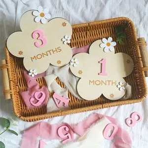 Wooden Milestone Card Set and Birthday Sign, Photo Props for Newborn Monthly Milestone Birthdays, Home Decor Supplies