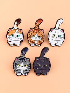 5pcs/set Cute Cat Cartoon Brooch , Kawaii Animal Pins for Backpacks, Bags & Clothing Accessories, Perfect Gift for Cat Lovers