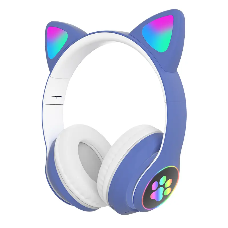 Cat Ear RGB Wireless Gaming Headset Adorable Foldable Headphones, LED - Equipped Wireless Headphones, Wireless High Fidelity Sound Quality, Can Play For A Long Time, Cat Ear RGB Headphones For Kids, Foldable Christmas Halloween Gift With LED Lights