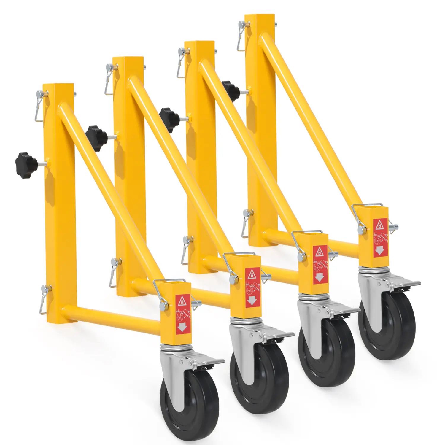 【Summerfinds】VEVOR 4-Pack Scaffold Outriggers 1000 lbs Total Load Capacity Baker-Style Scaffolding Accessory with Swivel CastersCarbon Steel Scaffold Wheel System with Rust Proof Galvanized SurfaceYellow