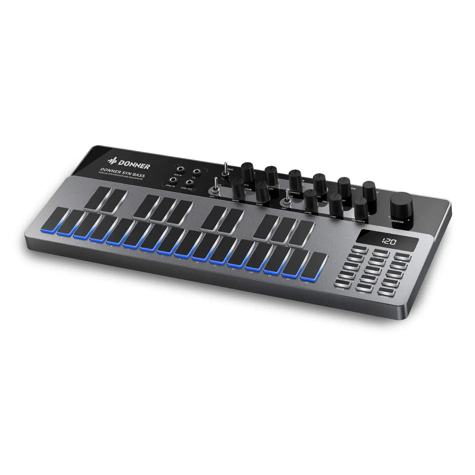 Donner Essential B1 Analog Bass Synthesizer & Sequencer Mixer, Audio Production Gear for Electronic Music Creators, Mixers