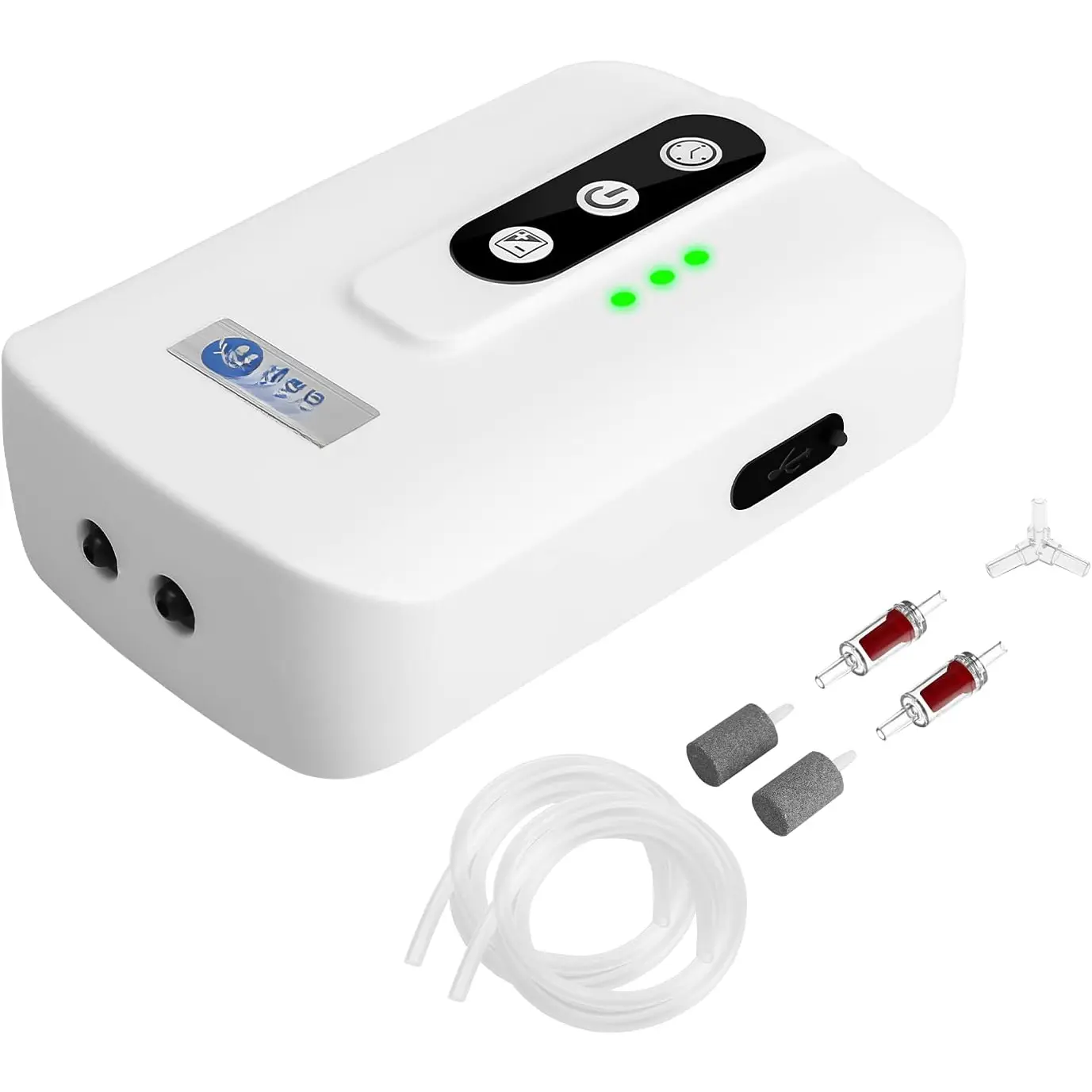 Portable Aquarium Air Pump for Fish Tank, USB Rechargeable Aquarium Bubbler Aerator for Outdoor Fishing, Power Outages and