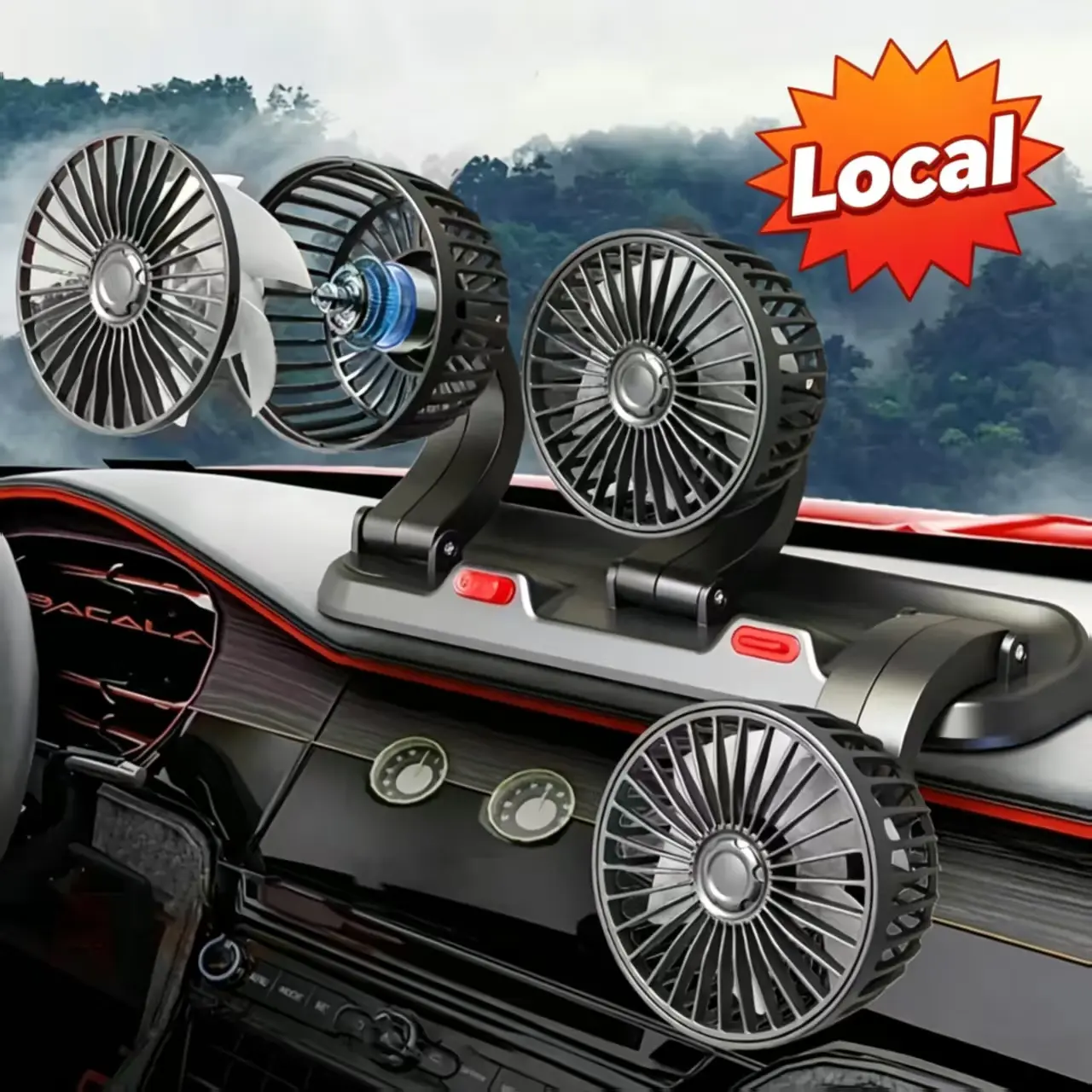 5V USB 3-Head Plug-and-Play Car Fan - Portable Cooling Fan for Cars/Trucks, 360-Degree Rotation, 3 Speed Settings, Aroma Slot, Automotive Interior Accessory