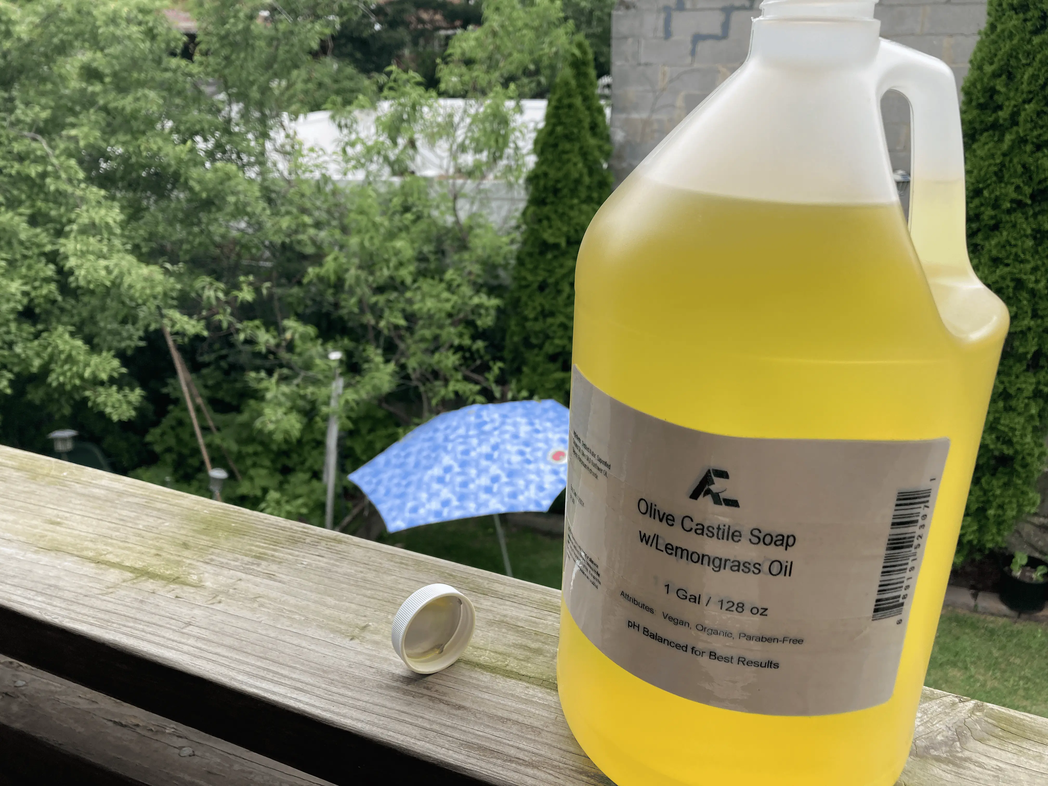 Handmade Organic Lemongrass Castile Soap 1 Gallon 128 oz for All Skin Types with Organic Ingredients