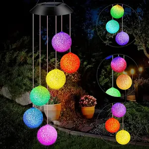 1Pcs Solar Crystal Wind Chime Light - ABS+Copper Colorful LED Solar Outside Lights, Auto On/Off Sensor, Outdoor Decor for Garden, Patio | Gift Idea, Outdoor Led Lights, Garden Glow Light