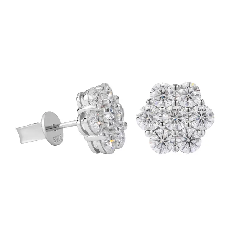 UCCIYO Petal Earrings 925 Sterling Silver Synthetic Moissanite Inlay Jewelry Earrings Unisex Fine Jewelry Hip Hop Rapper Gift  FallFreshness summerwins【#E266】
