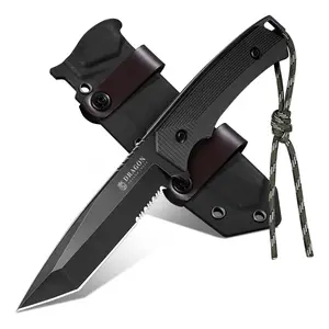 Dragon Creek Outdoor Knife - Full Tang Black，Camping and Great Gift！