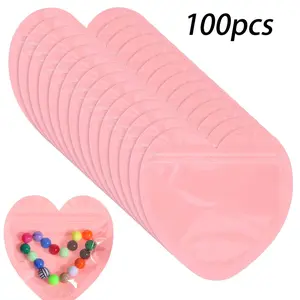 100 Heart-Shaped Foil Bags, 4x4 Inch Transparent Reusable Sealed Pouches, Ideal for Jewelry, Earrings, Party Gifts, Party Gift Packs, Small Business Supplies, Gift Wrapping Supplies
