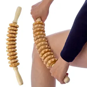 Wooden Massage Roller Stick, 12 Rollers Massager, Natural Relief Roller, Natural Wood Body Massager for Relaxation and Wellness, Body Care Tool, Balance Training Equipment, Muscle Roller Stick