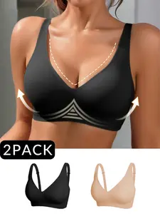 Women's Fashion Elegant Chic Jelly Gel Push-Up Bra, Gel Filled Cups, No Wire, Smooth Texture, Removable Padding, Wide Straps, Hand Washable, All Seasons