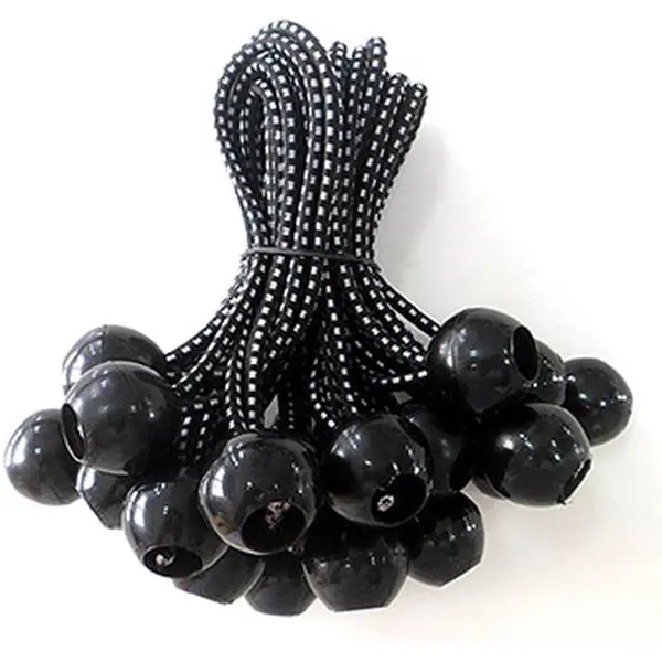 212 MAIN 11 in. Black Ball Bungee Cord, Pack of 25 Synthetic Rope Adjustable Bungee Cord for Securing Tarps