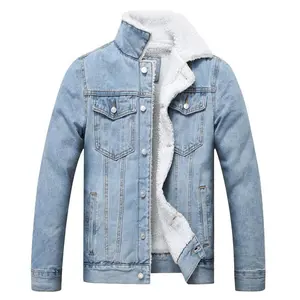 Men's Fleece Jean Jacket Winter Cotton Sherpa Lined Denim Trucker Jacket