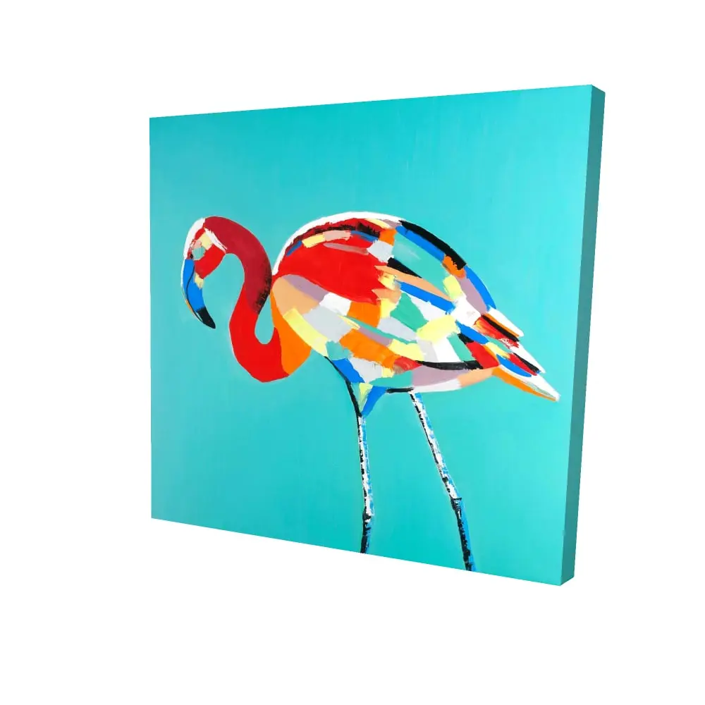 Begin Home Decor 2080-2424-AN233 24 x 24 in. Abstract Flamingo Canvas - Exotic Bird Wall Art for Bedroom
