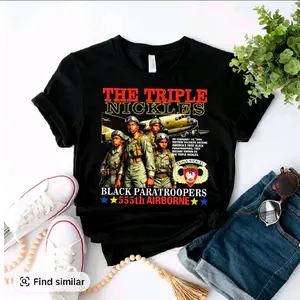 Demarciano,  Made-to-Order "The Triple Nickel" 555 Black Paratrooper Men's Graphic T-Shirt - U.S. Army Military History, Black History Month Commemorative, Short-Sleeve Round Neck, Casual Menswear Top, All-Season Streetwear, T Shirts, Graphic T Shirts