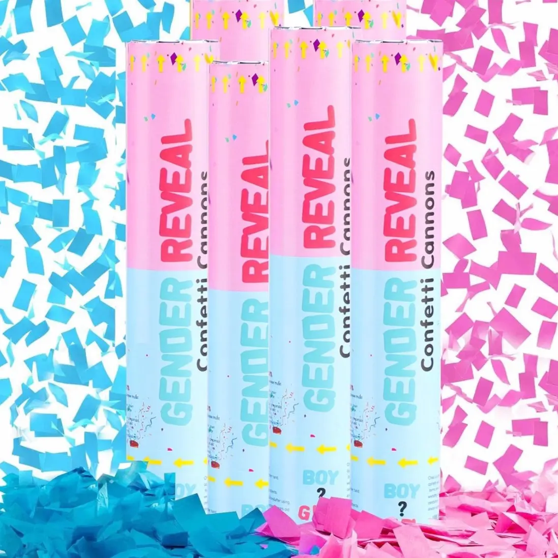 Gender reveal Party celebrations Confetti Powder  ColorfulCannon,12Inch Biodegradable Confetti Poppers 4 Pack Multicolor Party Poppers Confetti Shooters, Air Compressed Party Poppers for Graduation New Years Eve Birthday Wedding Indoor and Outdoor Burst