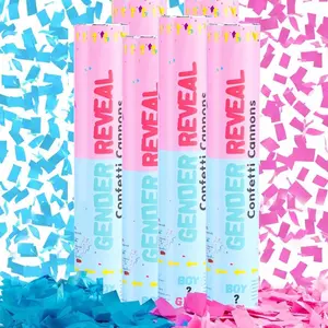 Gender reveal Party celebrations Confetti Powder  ColorfulCannon,12Inch Biodegradable Confetti Poppers 4 Pack Multicolor Party Poppers Confetti Shooters, Air Compressed Party Poppers for Graduation New Years Eve Birthday Wedding Indoor and Outdoor Burst